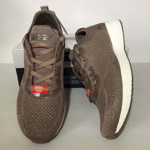 Skechers BOBS Squad Glitz Sparkle Knit Lace-Up Sneakers - Picture 7 of 9